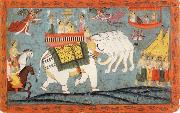 Celestial Procession with Indra Riding His Elephant